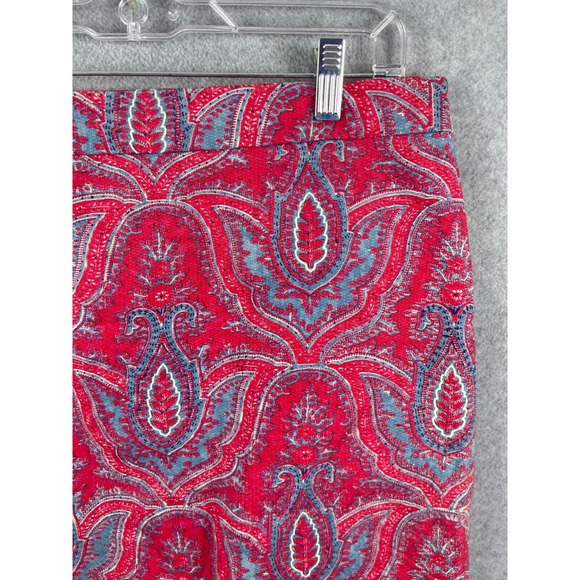 J. Crew No 2 Pencil Skirt Raj Paisley Red Blue Career Slim Fit Womens Size 8 - Picture 3 of 11
